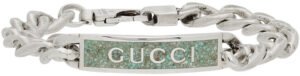 Silver Enamel Logo Bracelet