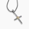 B3F70B57-5351-E34B-97FF-5DF708944BAA.jpg Petite X Cross Pendant Sterling Silver with 18K Yellow Gold, 19.5mm