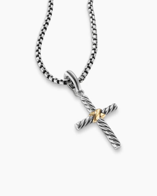 B3F70B57-5351-E34B-97FF-5DF708944BAA.jpg Petite X Cross Pendant Sterling Silver with 18K Yellow Gold, 19.5mm