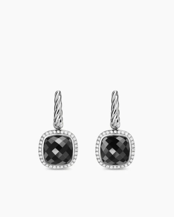 Albion&reg; Drop Earrings Sterling Silver with Black Onyx and Diamonds