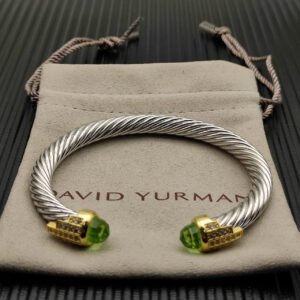B681331A-8A1F-B888-577D-5A28C0F42330.jpg 7mm Cable Bracelet with Peridot & Diamond Accents ??Gold Cap