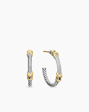 B72EB711-02A5-9233-91C9-9B7ACFAD09B1.jpg Petite Helena Wrap Hoop Earrings Sterling Silver with 18K Yellow Gold and Diamonds