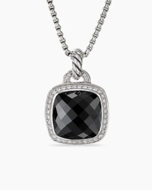 Albion Pendant Sterling Silver with Black Onyx and Diamonds, 14mm