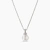 Petite Solari Pendant Necklace 18K White Gold with Pearl and Diamonds, 11.5mm