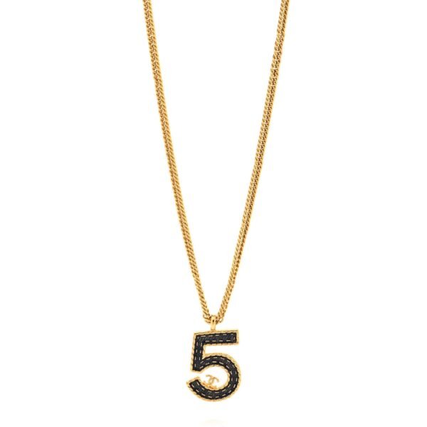 Metal Resin Chain CC No.5 Necklace Gold Blue