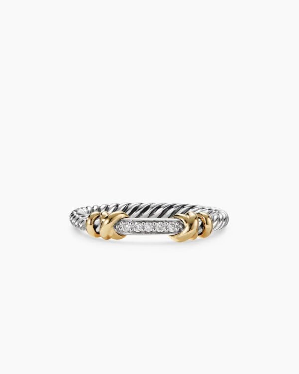 Petite Helena Wrap Band Ring Sterling Silver with 18K Yellow Gold and Diamonds, 4mm