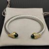 7mm Cable Bracelet with Peridot & Diamond Accents ??Gold Cap