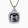 Albion&reg; Pendant Sterling Silver with Black Orchid and Diamonds, 14mm