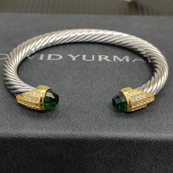 7mm Cable Bracelet with Peridot & Diamond Accents ??Gold Cap