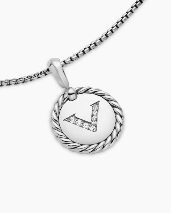C06C3F82-05C8-1544-6A3E-513CF6C75503.jpg Initial Charm Necklace Sterling Silver with Diamond V