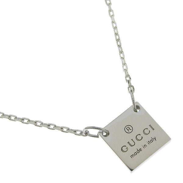 Square logo plate Silver 925 Ladies Necklace A-rank