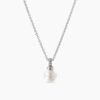 Petite Solari Pendant Necklace 18K White Gold with Pearl and Diamonds, 11.5mm