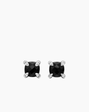 C2925BF6-B7DE-707D-1792-F9C9AE376655.jpg Petite Chatelaine® Stud Earrings Sterling Silver with Black Onyx and Diamonds