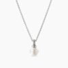 Petite Solari Pendant Necklace 18K White Gold with Pearl and Diamonds, 11.5mm