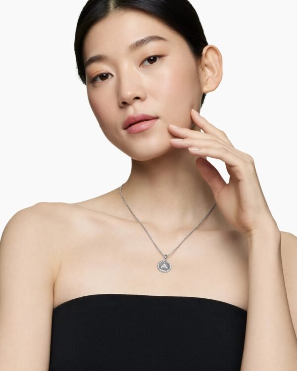 C344CBC5-C64D-9A93-6C2D-647F89C62EEC.jpg Initial Charm Necklace Sterling Silver with Diamond A