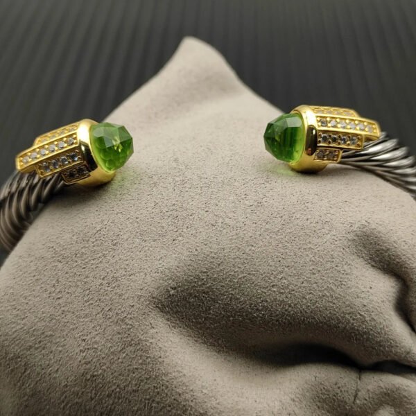 7mm Cable Bracelet with Peridot & Diamond Accents ??Gold Cap