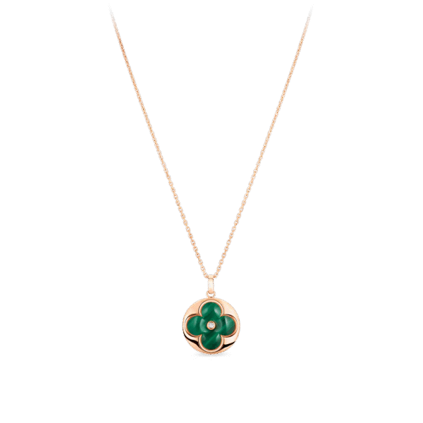 Color Blossom XL Medallion, Pink Gold, Malachite and Diamond