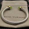 7mm Cable Bracelet with Peridot & Diamond Accents ??Gold Cap