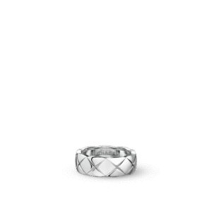 COCO CRUSH RING Quilted motif, small version, 18K white gold - 6