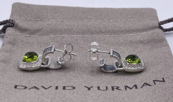 Albion&reg; Drop Earrings Sterling Silver with Green Onyx and Diamonds