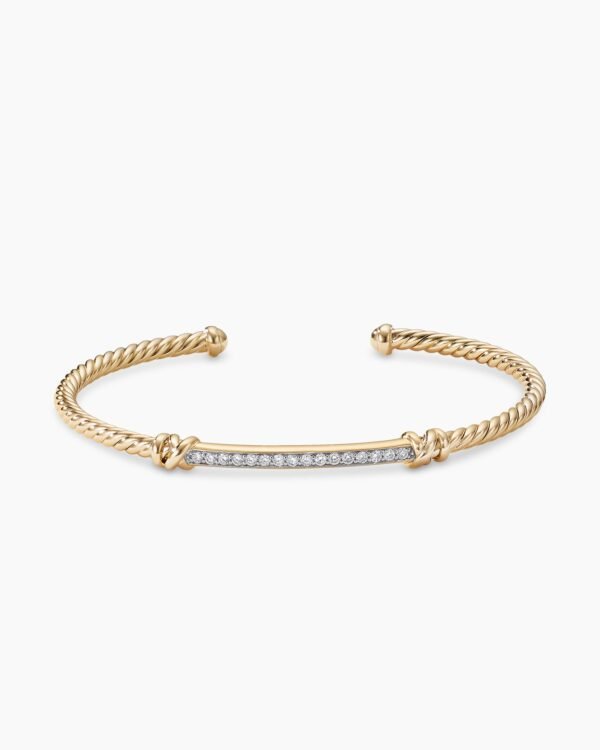 Petite Helena Cablespira Station Bracelet 18K Yellow Gold with Diamonds, 3mm