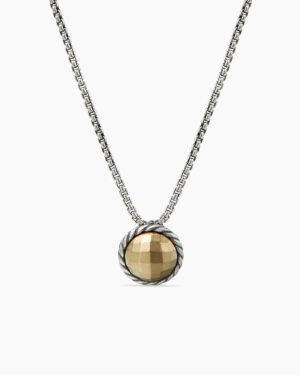 Petite Chatelaine&reg; Necklace Sterling Silver with 18K Yellow Gold Dome, 10mm