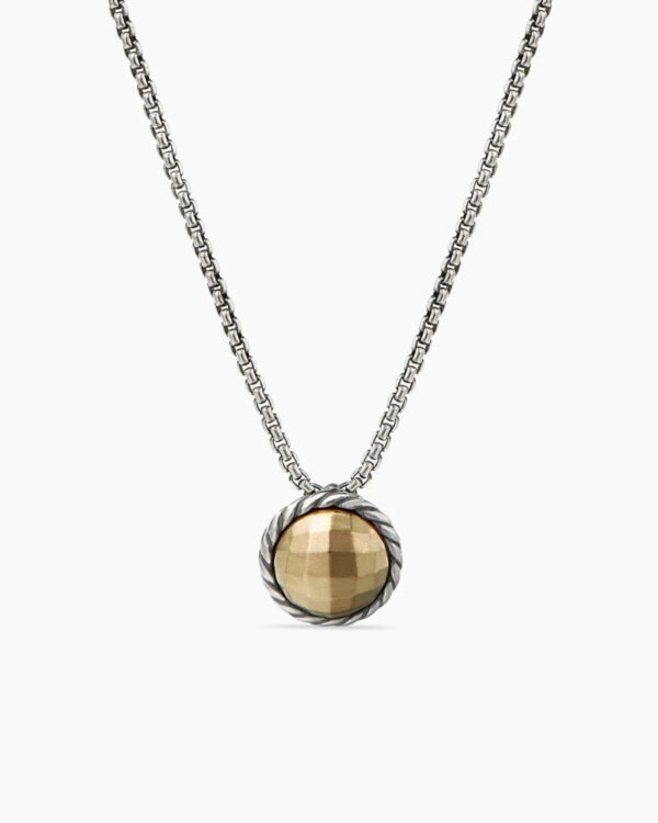 Petite Chatelaine&reg; Necklace Sterling Silver with 18K Yellow Gold Dome, 10mm