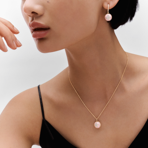 B Blossom Earrings, Pink Gold, White Gold, Pink Opal And Diamonds