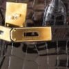 Birkin 35 Black Porosus Crocodile with Gold Hardware