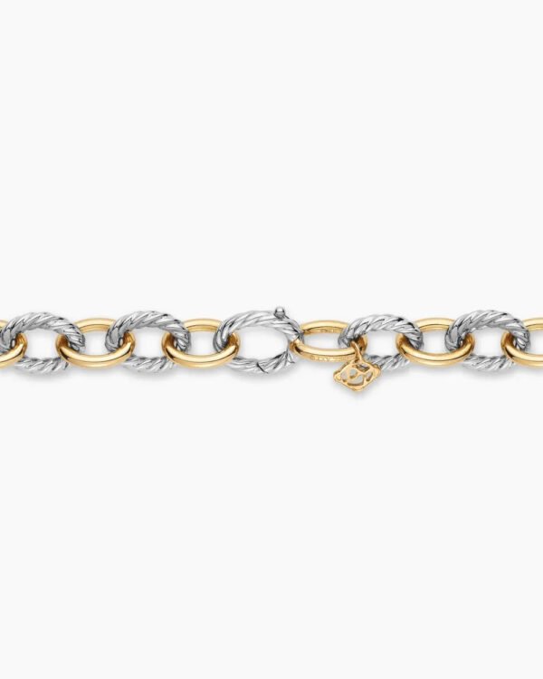 Oval Link Chain Necklace Sterling Silver with 18K Yellow Gold, 16mm