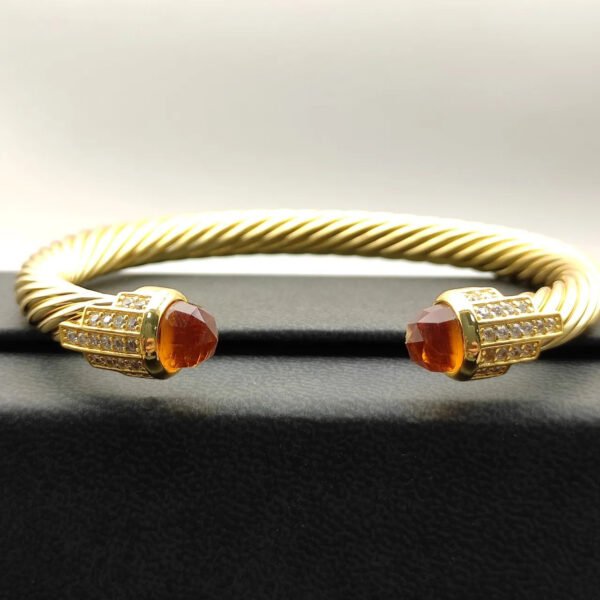 7mm Cable Bracelet with Champagne & Diamond Accents