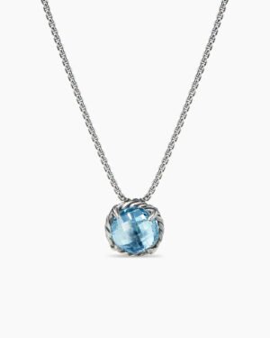 Petite Chatelaine&reg; Necklace Sterling Silver with Blue Topaz, 10mm