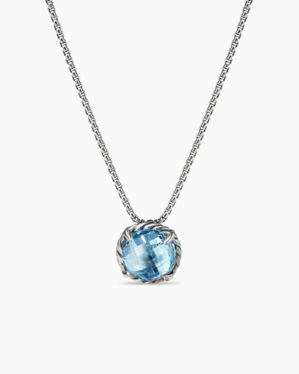 Petite Chatelaine&reg; Necklace Sterling Silver with Blue Topaz, 10mm