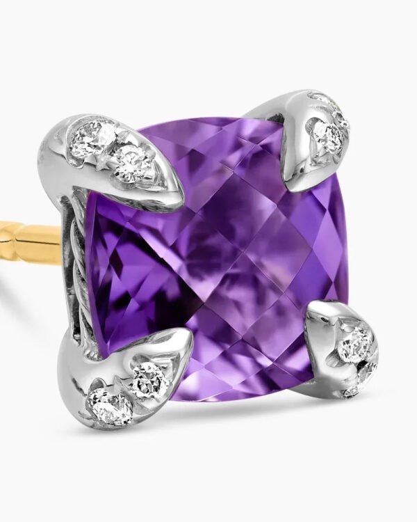 CA899B75-0FE7-CDD4-76AA-D3DF307EDE20.jpg Petite Chatelaine® Stud Earrings Sterling Silver with Amethyst and Diamonds