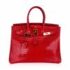 Birkin 35 Bag Braise Porosus Crocodile with Gold Hardware
