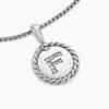 Initial Charm Necklace Sterling Silver with Diamond F