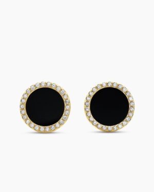 Petite DY Elements&reg; Stud Earrings 18K Yellow Gold with Black Onyx and Diamonds, 14mm