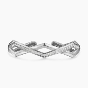 D23416A1-5644-F0A2-C782-6EBCC6271447.jpg Zig Zag Stax??Two Row Cuff Bracelet Sterling Silver with Diamonds, 13mm