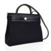Herbag Zip 31 Bag Retourne Black Toile & Blue Indigo Vache Hunter Leather with Palladium Hardware