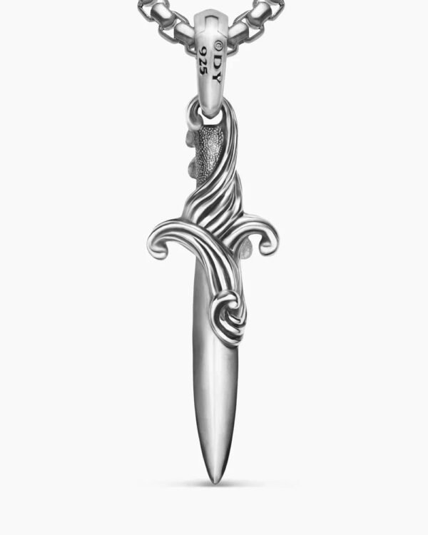 Waves Dagger Amulet Sterling Silver with Black Diamonds