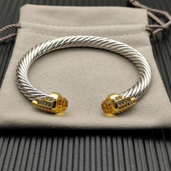 7mm Cable Bracelet with Citrine & Diamond Accents ??Gold Cap