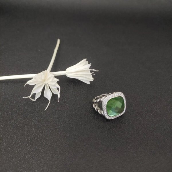 Albion&reg; Ring Sterling Silver with Prasiolite and Diamonds, 14mm