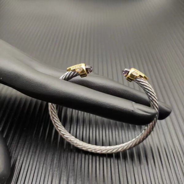 5mm Cable Bracelet with Aquamarine & Diamond Accents