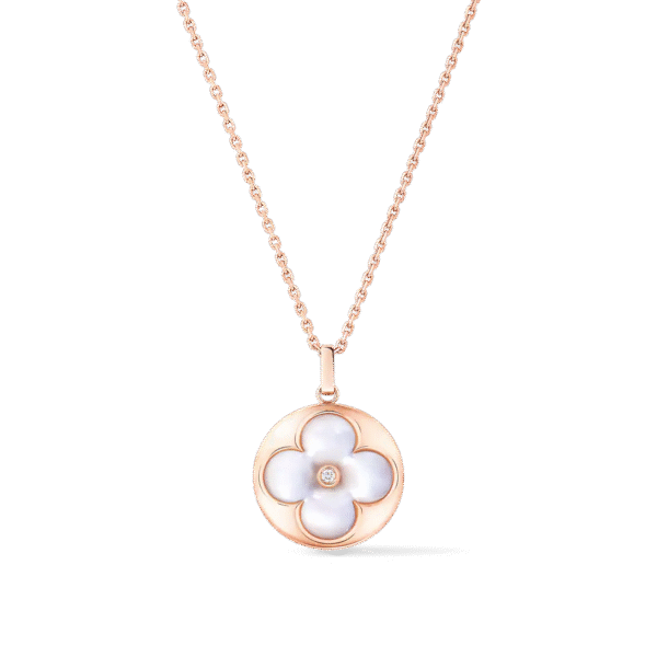 D9C33E84-2A26-EDEF-E403-F87125E574C4.png Color Blossom XL Medallion Pink Gold, White Mother-Of-Pearl and Diamond
