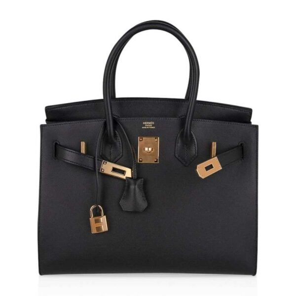 Birkin Sellier Limited Edition 30 Bag Black Veau Graine Monsieur Laiton