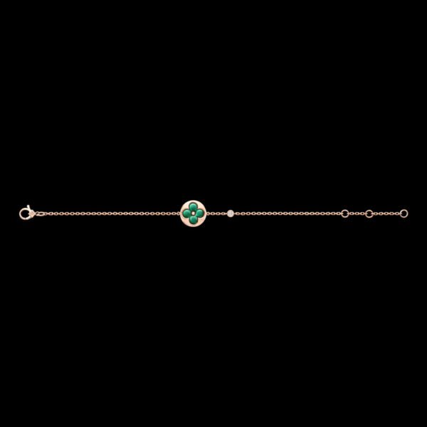 Color Blossom BB Sun Bracelet, Pink Gold, Malachite and Diamond