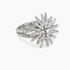 Starburst Ring Sterling Silver with Diamonds, 19mm