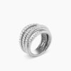 Pave Crossover Ring 18K White Gold with Diamonds, 16mm