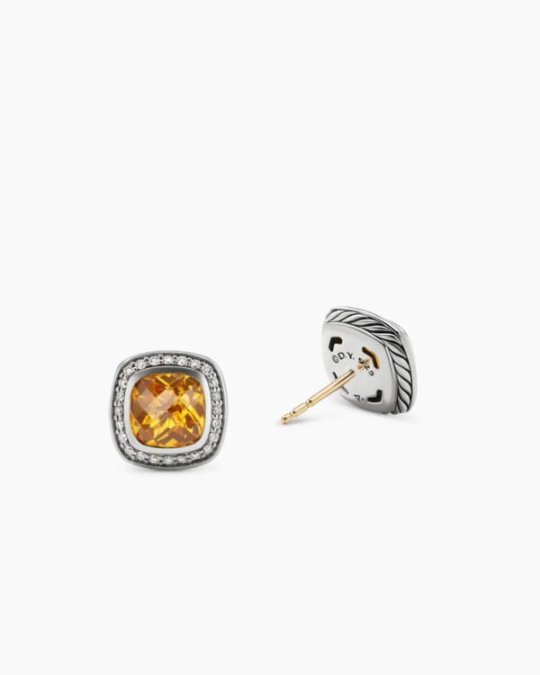 Albion&reg; Stud Earrings Sterling Silver with Citrine and Diamonds, 7mm
