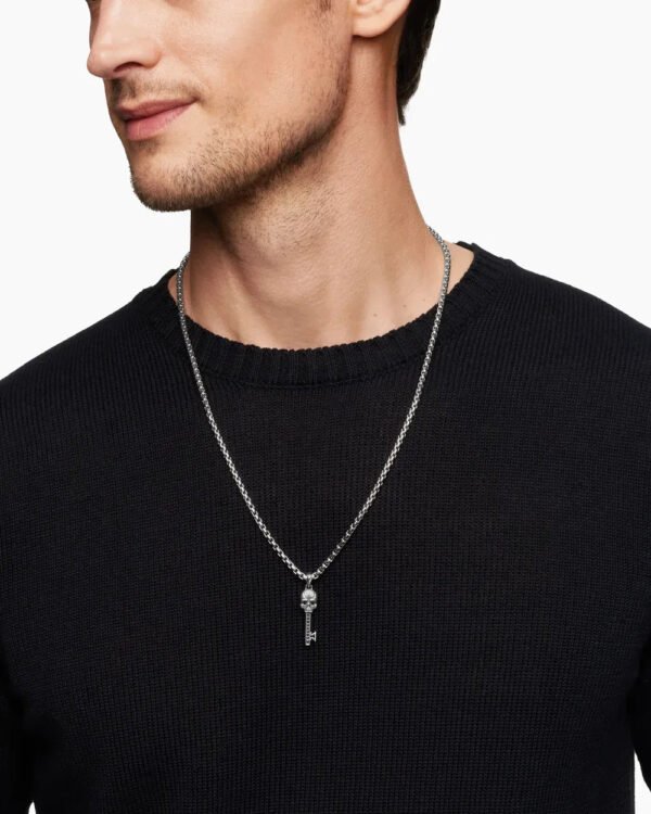 DEDBF18E-2F42-BE36-03E0-45ADA4BEED23.jpg Memento Mori Skull Key Amulet Sterling Silver with Black Diamonds,